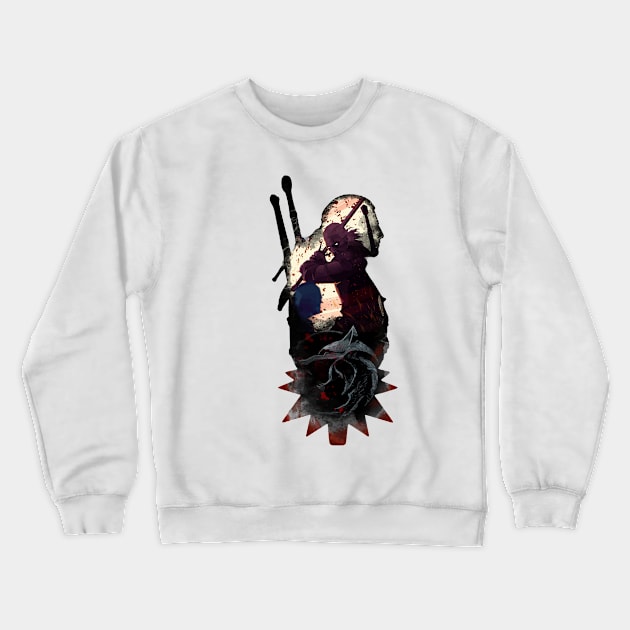 Geralt Fight with Sword Crewneck Sweatshirt by PGasbarroneArt